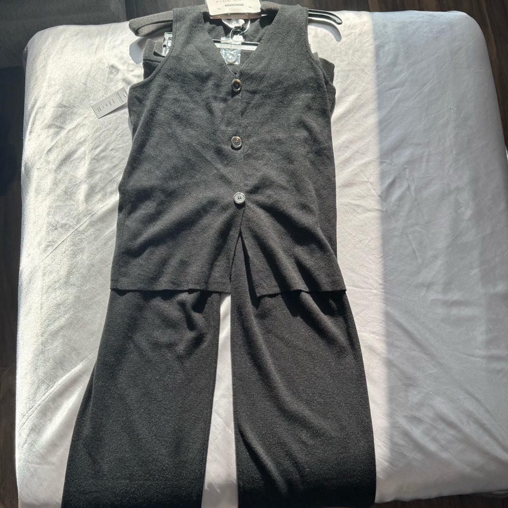 Pink Rose Black Pantsuit